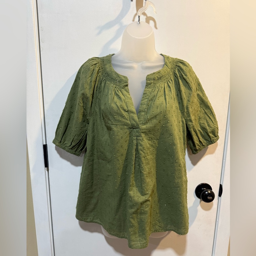 Crown & Ivy Olive Green Blouse-#1472